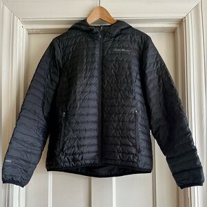 Eddie Bauer 650 Women's Microlight Packable Down Hooded Jacket Black M